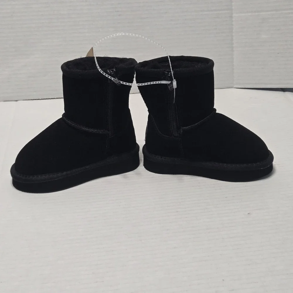 New Bearpaw Toddler Emma‎ Zipper Black Suede Mid-Calf Winter Boots Girls Size 7